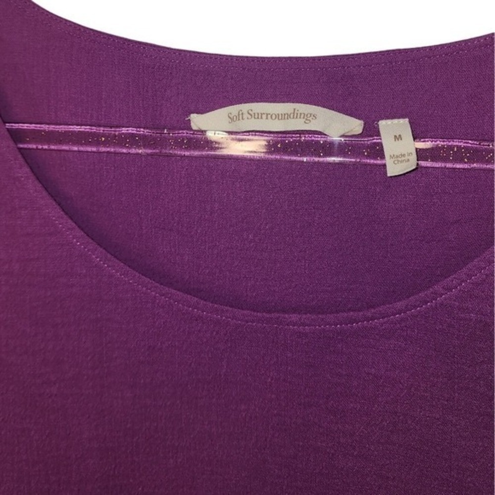 🔥5 for $20🔥Soft Surroundings Top M Purple 3/4 Sleeve Textured Comfy Casual - Picture 3 of 9